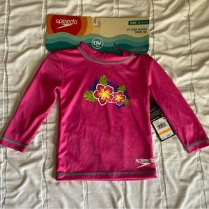 Speedo UV Long Sleeve Swim Shirt Girls' S Size 12 - 18 Months UV 50+ NWT